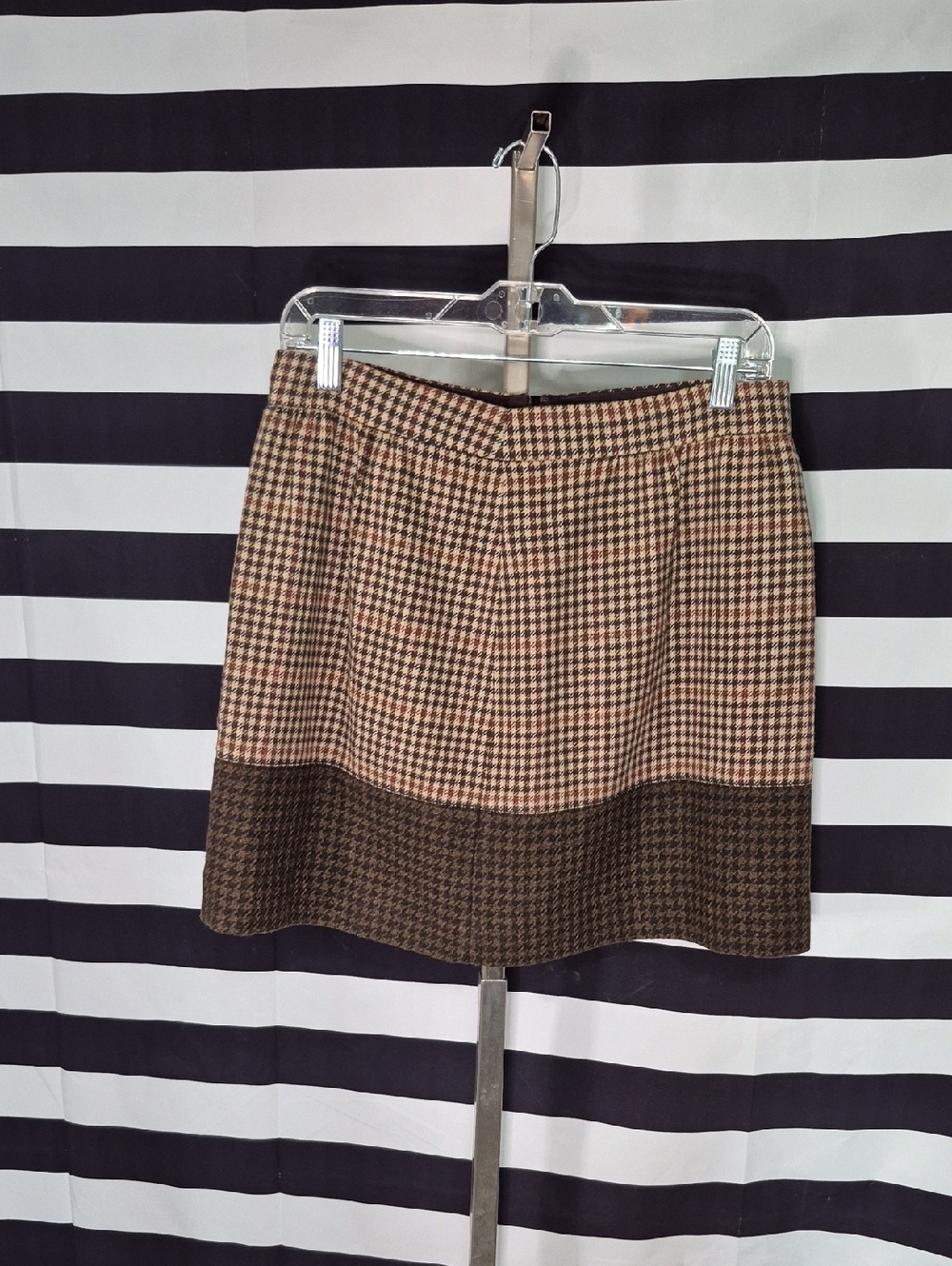 J. Crew Cassic Two-Tone Houndstooth Mini Skirt - Brown/Tan - Picture 1 of 6